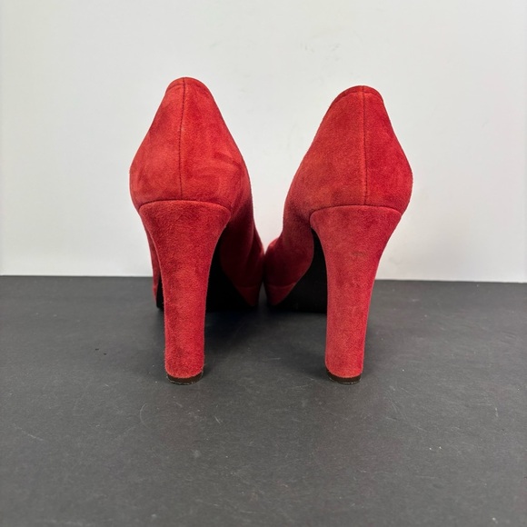 J.Crew Red Suede Platform Pumps Size 8 | Made in Italy Classic Romantic Heels - Picture 3 of 8
